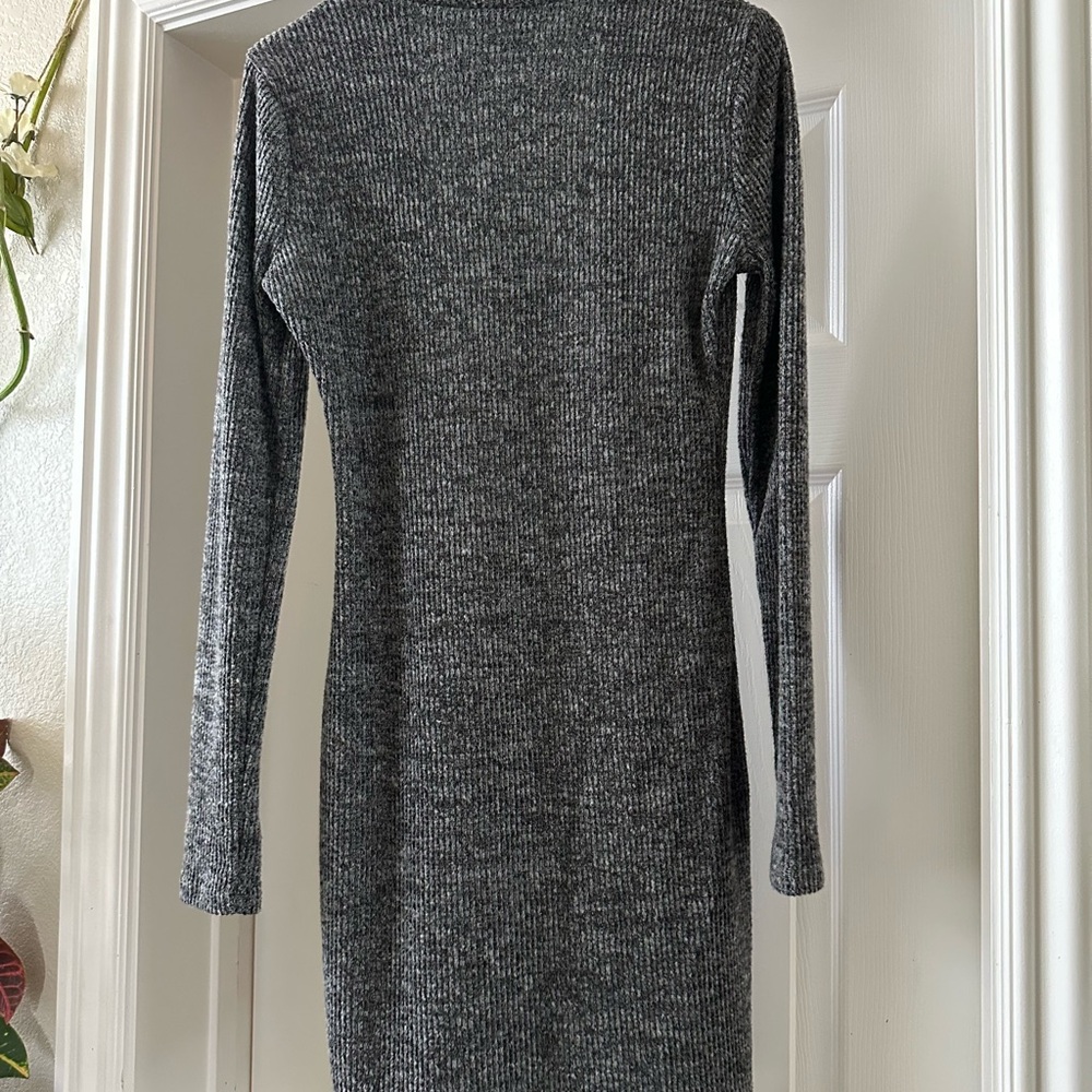 Gray Ribbed Knit Dress